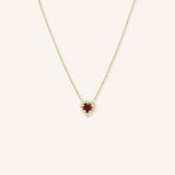 Garnet Heart Diamond Halo Necklace