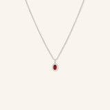 Oval Ruby Diamond Halo Pendant Necklace