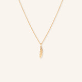 Gold Feather Dangle Necklace