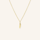 Gold Feather Dangle Necklace