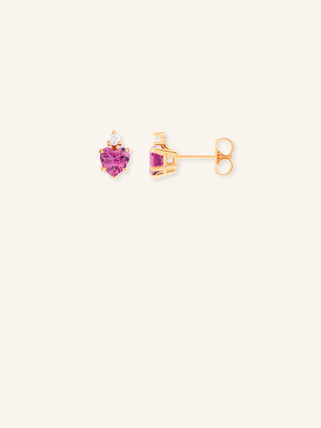 Lovelott Pink Tourmaline Heart Diamond Earrings