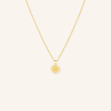 Engravable Accented Round Diamond Disc Necklace