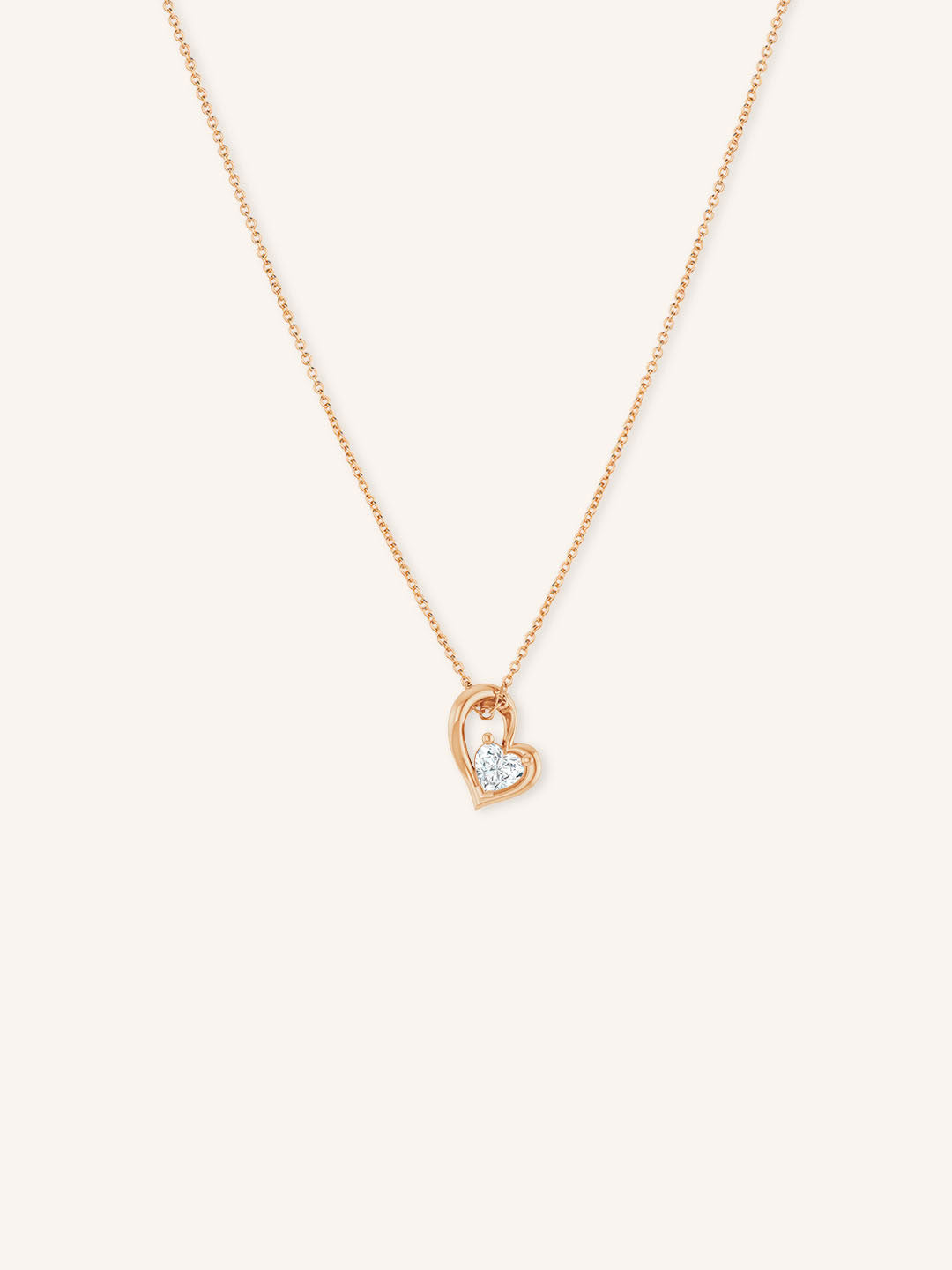 Freeform Dangling Diamond Heart Pendant Necklace