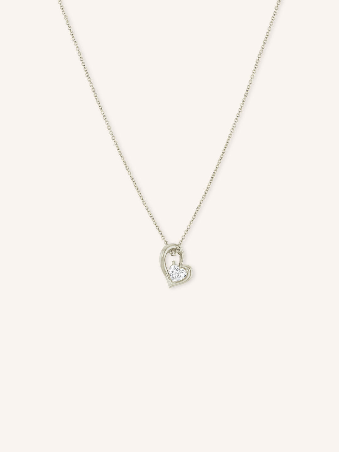 Freeform Dangling Diamond Heart Pendant Necklace