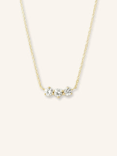 Three Stone White Sapphire Necklace