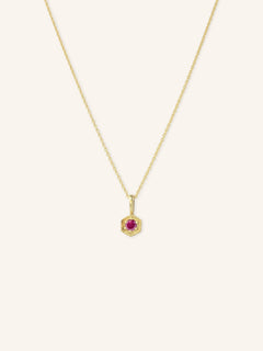 Yellow Gold Marigold Ruby Necklace on white background