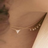 Warm Autumn Bezel Set Diamond Triangle Necklace