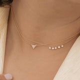 Warm Autumn Bezel Set Diamond Triangle Necklace