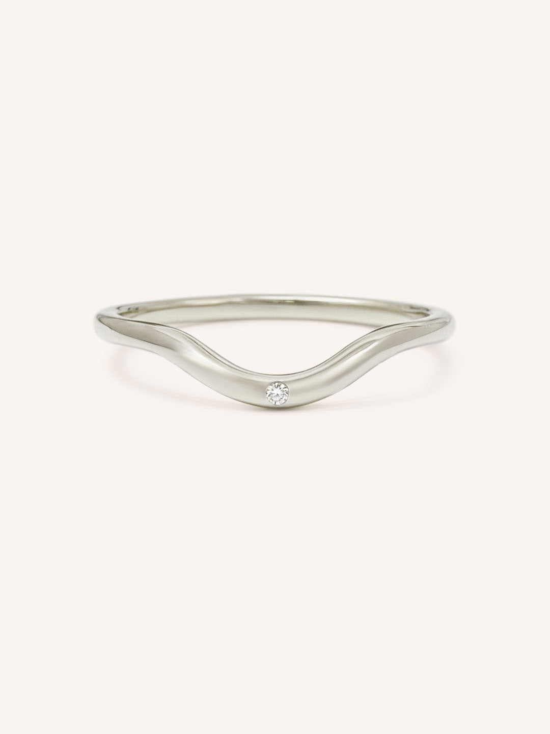 Sea Salt Single Diamond Curved Ring