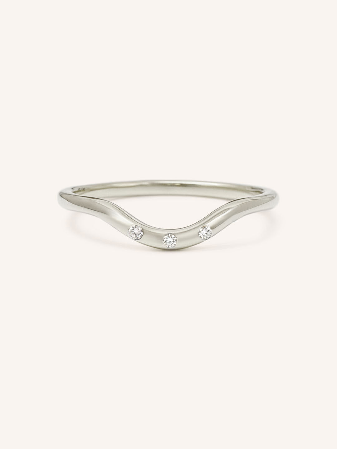Sea Salt Three Diamond Curved Ring