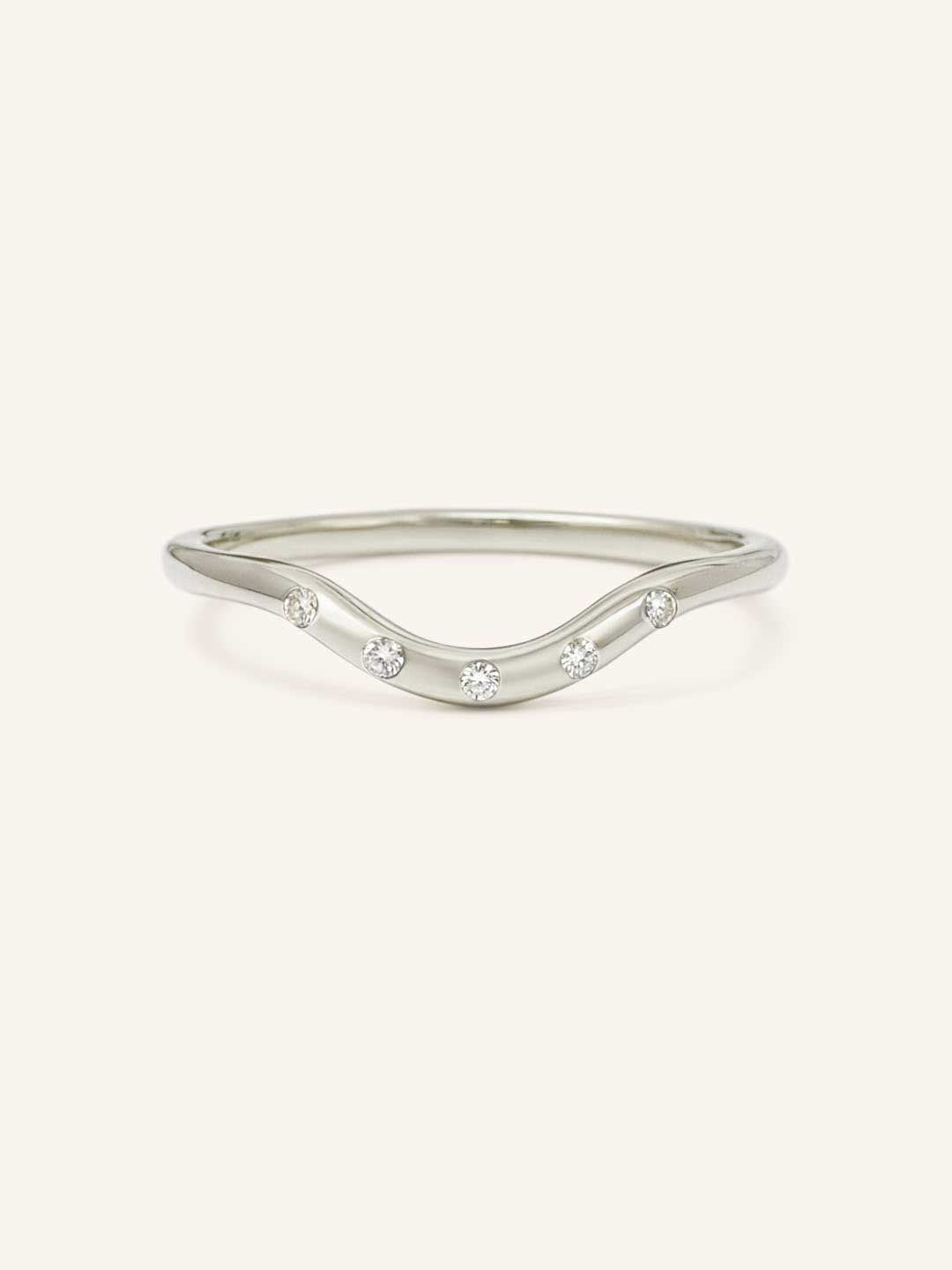 Sea Salt Five Diamond Curved Ring