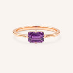 Rose Gold Ladys Mantle Amethyst Ring on white background