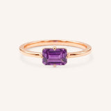 Rose Gold Ladys Mantle Amethyst Ring on white background