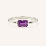 White Gold Ladys Mantle Amethyst Ring on white background