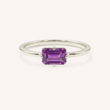 White Gold Ladys Mantle Amethyst Ring on white background
