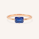 Rose Gold Ladys Mantle Blue Sapphire Ring on white background
