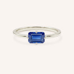 White Gold Ladys Mantle Blue Sapphire Ring on white background