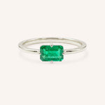 White Gold Ladys Mantle Emerald Ring on white background