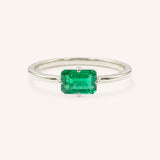 White Gold Ladys Mantle Emerald Ring on white background