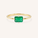 Yellow Gold Ladys Mantle Emerald Ring on white background