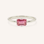 White Gold Ladys Mantle Pink Tourmaline Ring on white background