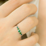 Autumn's Voice Green Tourmaline Tapered Wedding Band