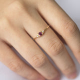 Dew Drops Rhodolite Garnet Diamond Ring