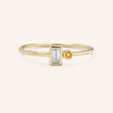 Rose Water Diamond Baguette Citrine Ring