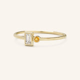Rose Water Diamond Baguette Citrine Ring