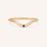 Sea Salt Single Blue Sapphire Curved Ring