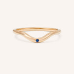 Rose gold Seasalt single blue sapphire curved ring front view on white background