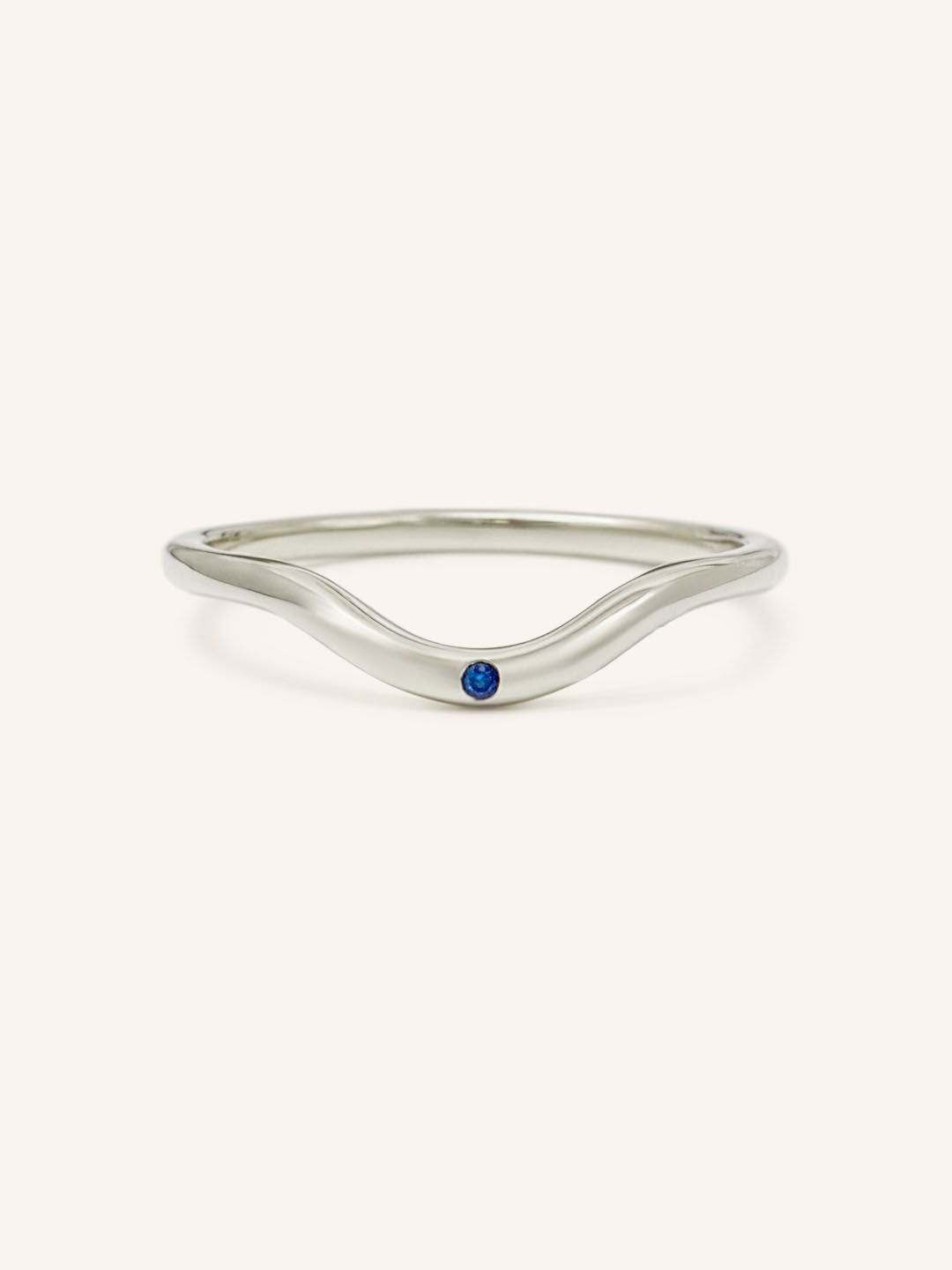 Sea Salt Single Blue Sapphire Curved Ring