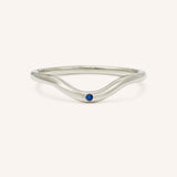 Sea Salt Single Blue Sapphire Curved Ring