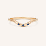 Sea Salt Three Blue Sapphire Curved Ring