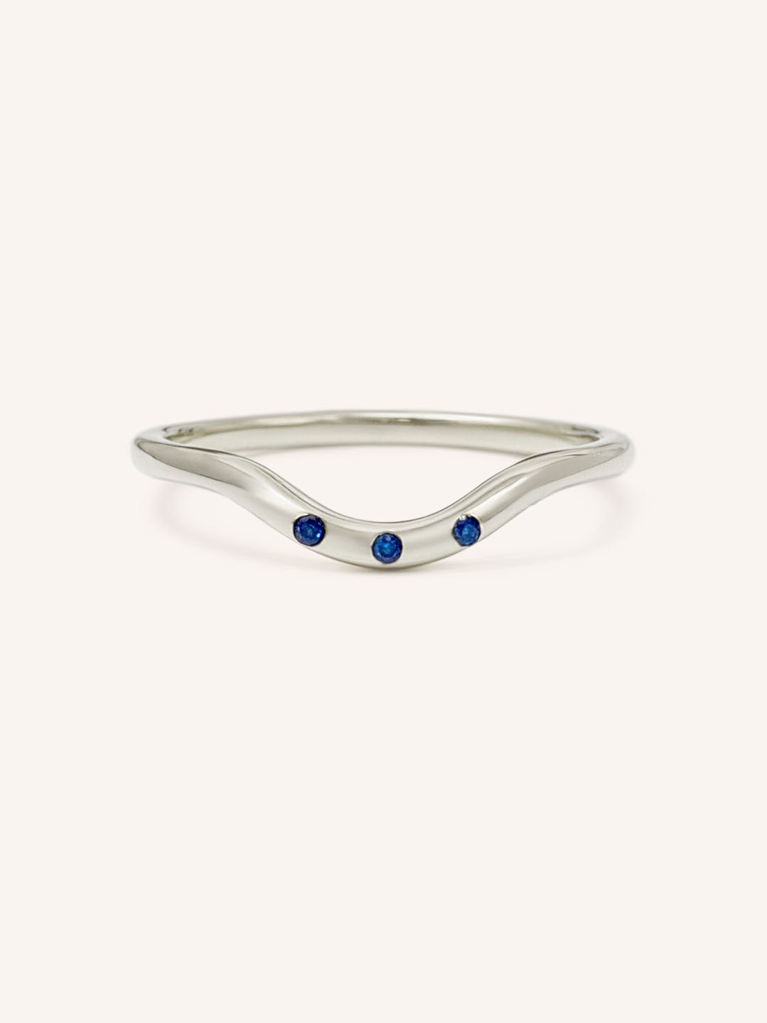 Sea Salt Three Blue Sapphire Curved Ring