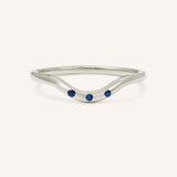 Sea Salt Three Blue Sapphire Curved Ring