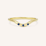 Sea Salt Three Blue Sapphire Curved Ring