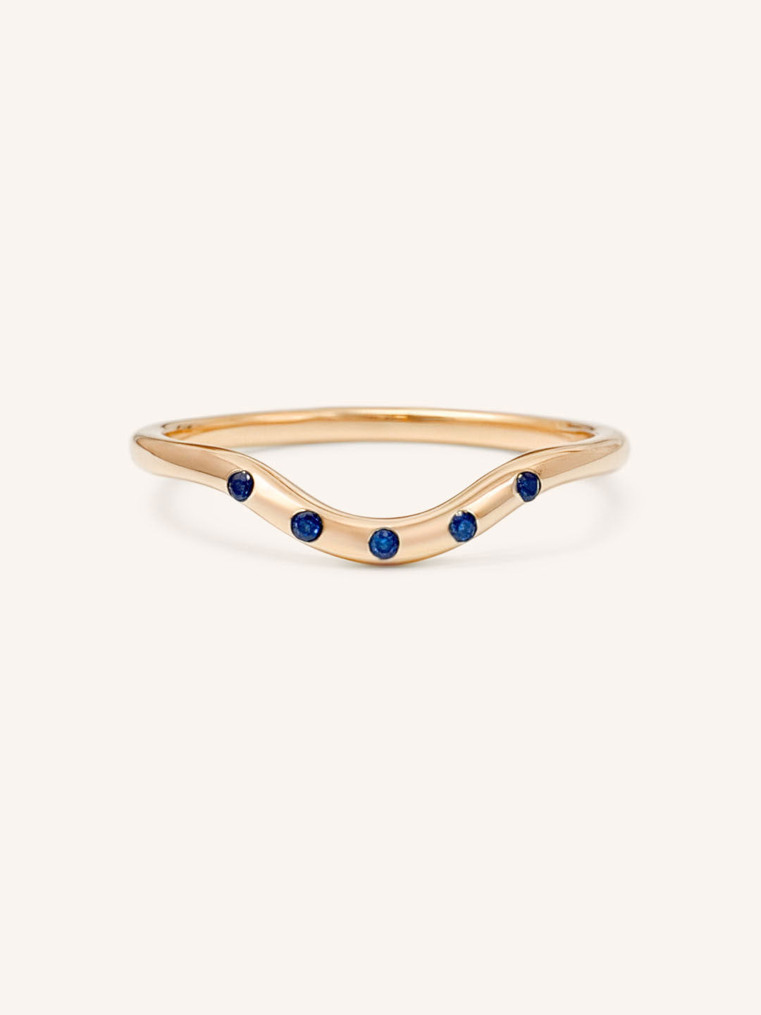 Sea Salt Five Blue Sapphire Curved Ring
