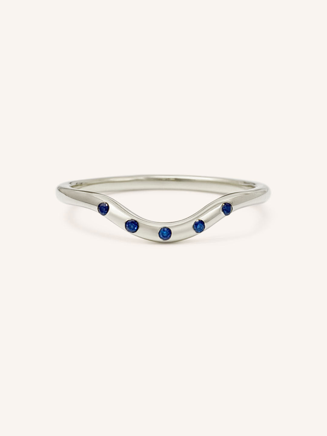Sea Salt Five Blue Sapphire Curved Ring