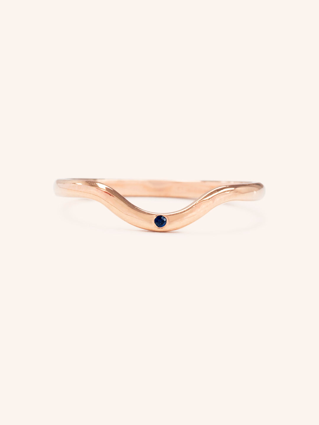 Sea Salt Single Blue Sapphire Curved Ring