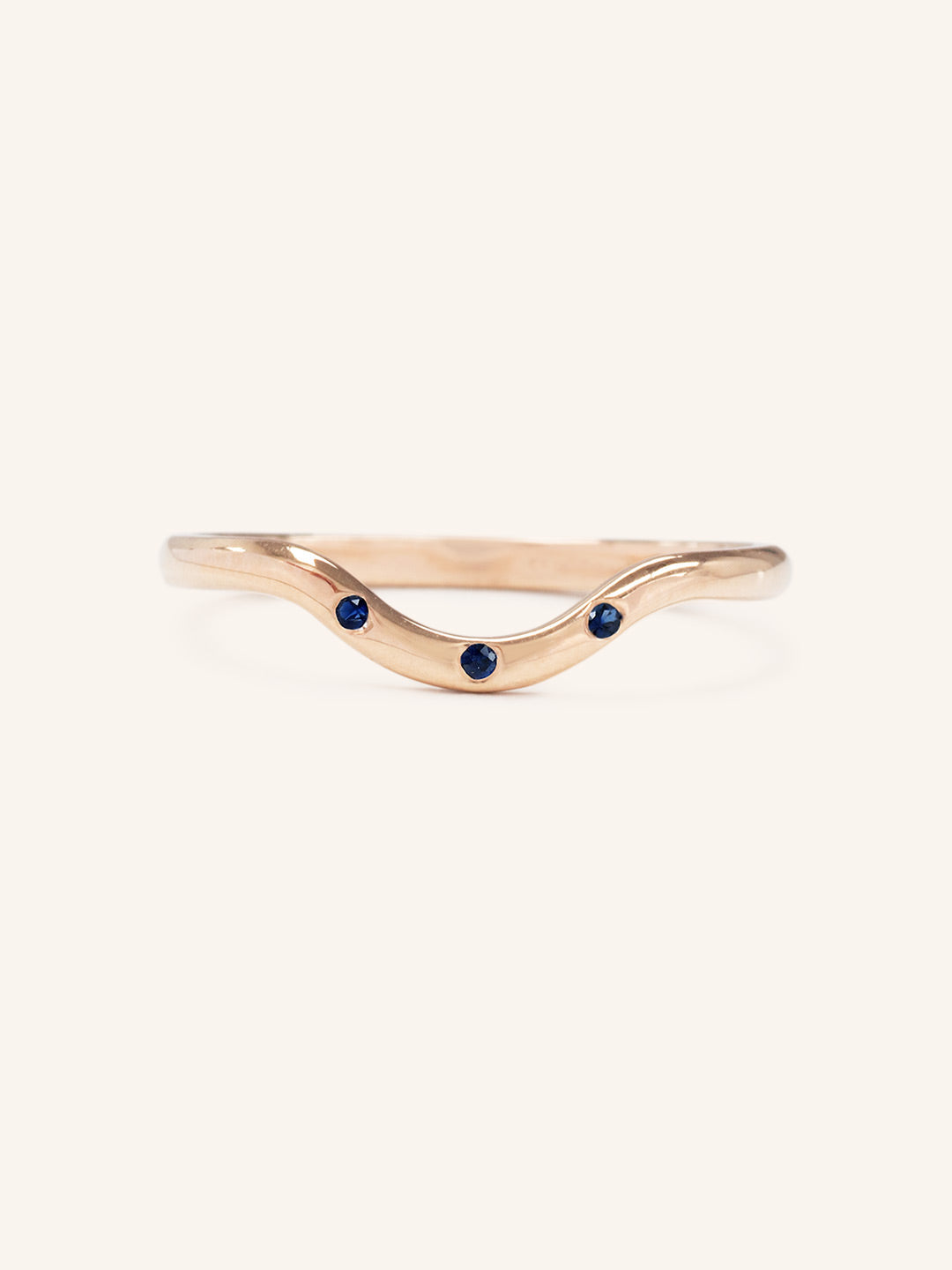 Sea Salt Three Blue Sapphire Curved Ring