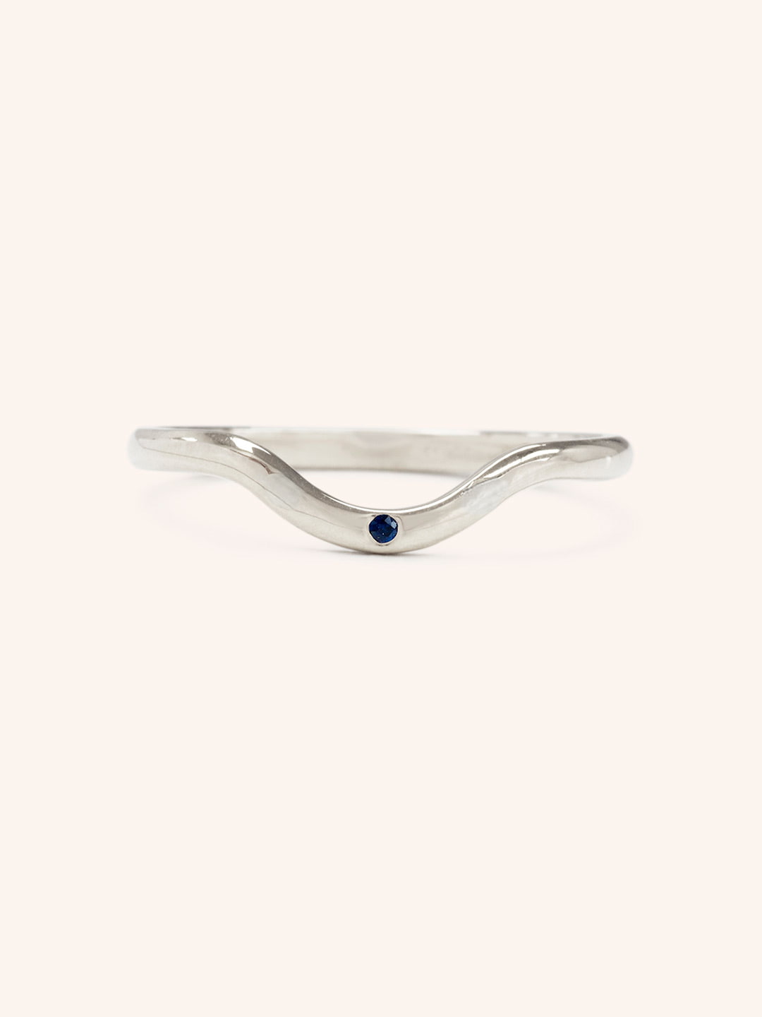Sea Salt Single Blue Sapphire Curved Ring