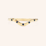 Sea Salt Five Blue Sapphire Curved Ring