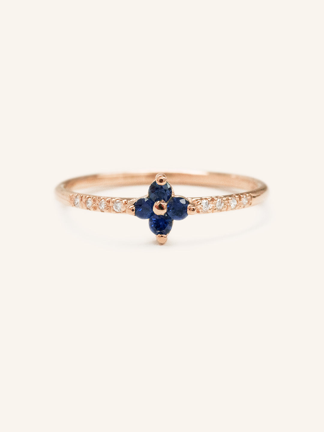 Lucky Clover Blue Sapphire Diamond Ring