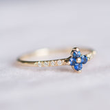 Lucky Clover Blue Sapphire Diamond Ring