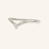 Drop V Single Diamond Solid Gold Ring