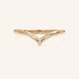 Drop V Three Diamond Solid Gold Ring