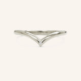 Drop V Single Diamond Solid Gold Ring