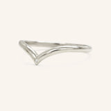 Drop V Single Diamond Solid Gold Ring