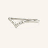 Drop V Three Diamond Solid Gold Ring